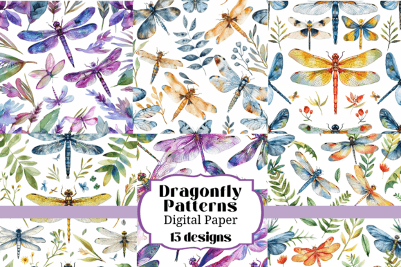13 Dragonfly Seamless Backgrounds: Nature-Inspired Pattern Design