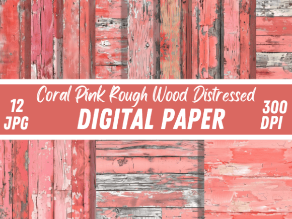 Coral Pink Rough Wood Papers: A Digital Asset for Natural Design