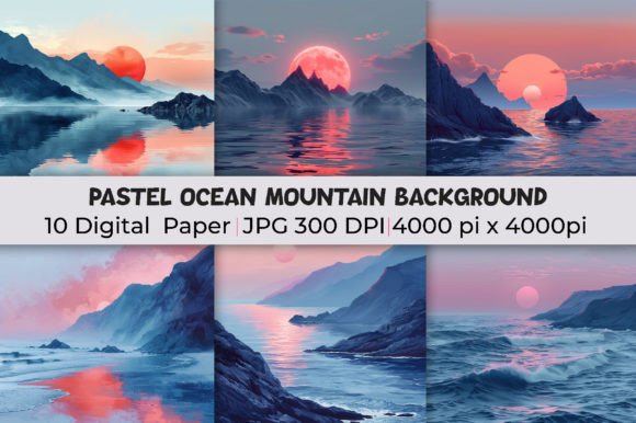 Elevate Your Visuals with Pastel Ocean Mountain Backgrounds
