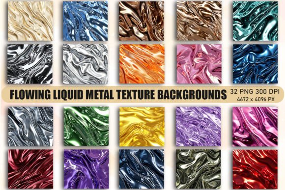 Flowing Liquid Metal Texture Backgrounds for Modern Design