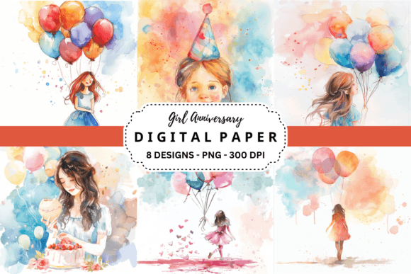 Girl Anniversary Backgrounds: Versatile Design Assets for Every Occasion