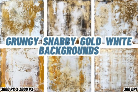 Grungy Shabby Gold White Backgrounds: Vintage Sophistication