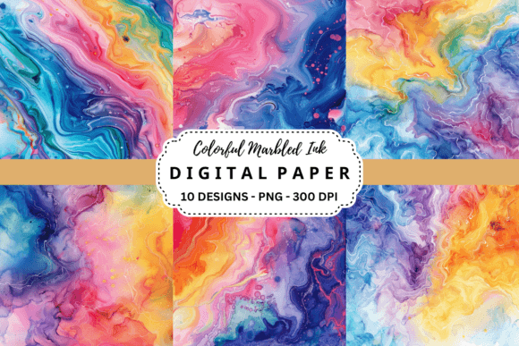 Unleash Creative Flow with Colorful Marbled Ink Backgrounds