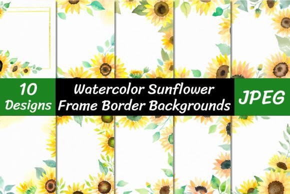 Watercolor Sunflower Frame Backgrounds for Vibrant Projects